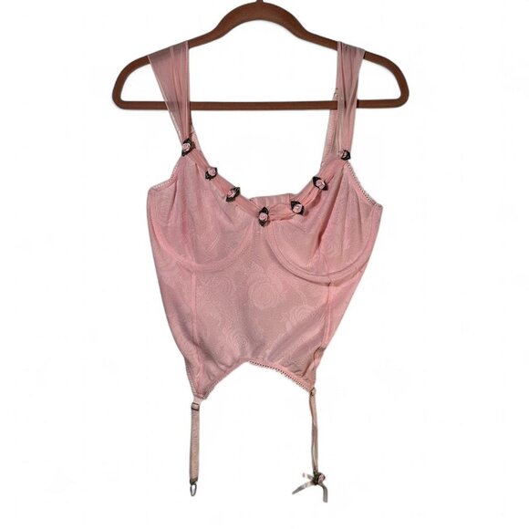 Dolls Kill Sugar Thrillz Bustier Corset in Rose Pink - Picture 2 of 6